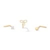 Thumbnail Image 1 of 14K Solid Gold CZ Bow and Solitaire L-Shape Nose Stud Set - 20G 13/64”