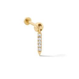 14K Gold CZ Dangle Flat Back Stud - 18G 5/16"