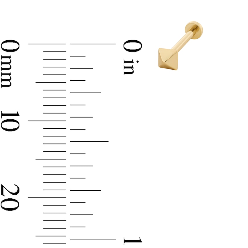 Main Image 2 of 14K Solid Gold Pyramid Stud - 18G 5/16"