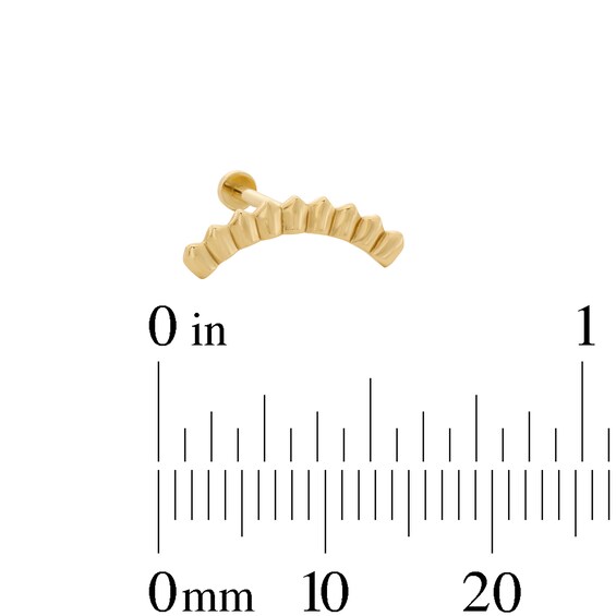 14K Hollow Gold Curved Spike Bar Stud - 18G 5/16"