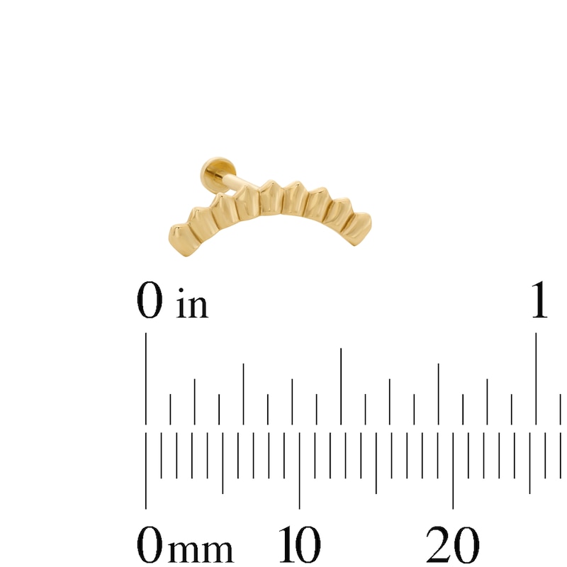 Main Image 2 of 14K Gold Embossed Curved Bar Flat Back Stud - 18G 5/16"