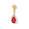 Thumbnail Image 1 of 10K Solid Gold Red and White CZ Belly Button Ring - 14G 3/8"
