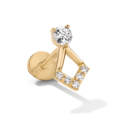 14K Gold CZ Rhombus Drop Flat Back Stud - 18G 5/16"