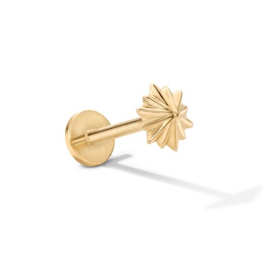 14K Solid Gold Burst Cartilage Stud - 18G 5/16"