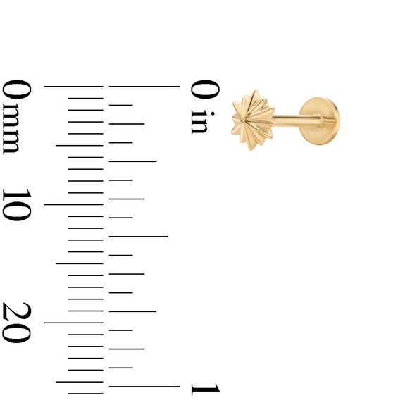 14K Solid Gold Burst Cartilage Stud - 18G 5/16"