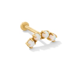 14K Solid Gold Lab-Created Opal Curved Stud - 18G 5/16"