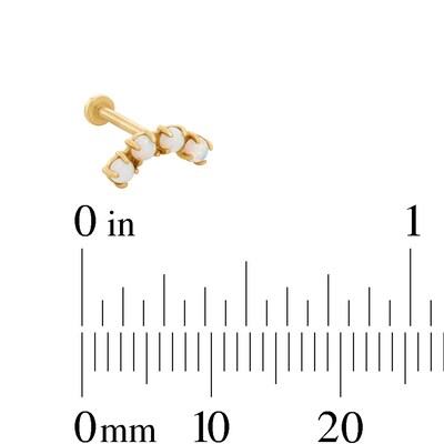 14K Solid Gold Lab-Created Opal Curved Stud - 18G 5/16"