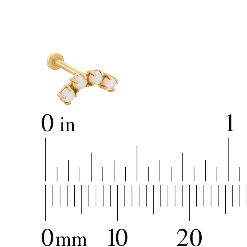 Main Image 2 of 14K Solid Gold Lab-Created Opal Curved Stud - 18G 5/16"