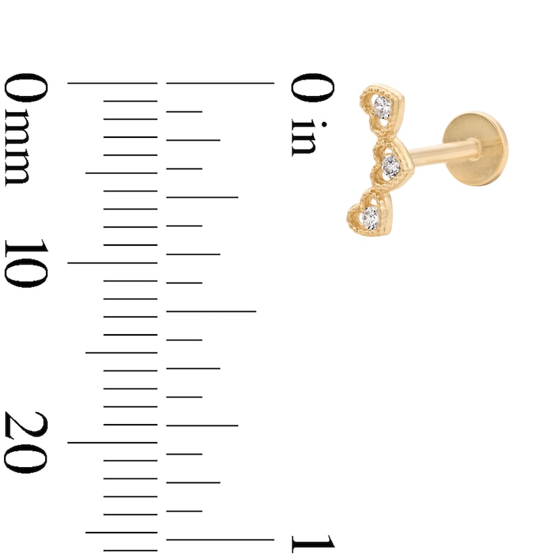 Main Image 2 of 14K Solid Gold CZ Curved Cartilage Stud - 18G 5/16"