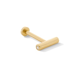 14K Gold CZ Bezel-Set Bar Flat Back Stud - 18G 5/16"