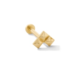 14K Gold Pyramid Trio Flat Back Stud - 18G 5/16"