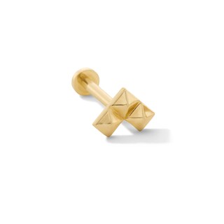 14K Solid Gold Pyramid Trio Stud - 18G 5/16"