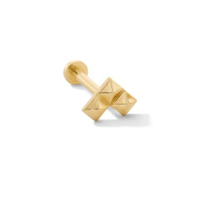 14K Solid Gold Pyramid Trio Stud - 18G 5/16"