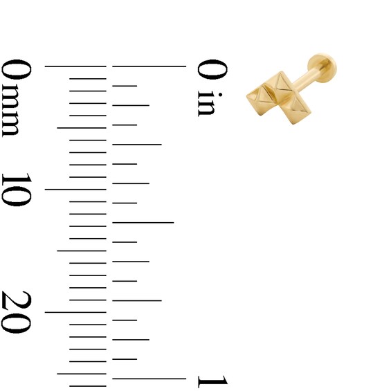 14K Solid Gold Pyramid Trio Stud - 18G 5/16"