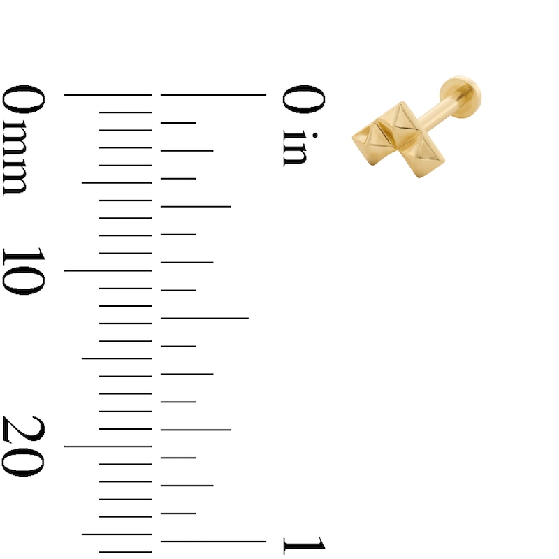Main Image 2 of 14K Gold Pyramid Trio Flat Back Stud - 18G 5/16"