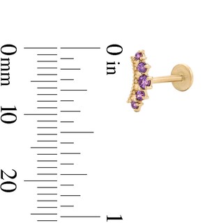 14K Hollow Gold Purple CZ Crown Cartilage Stud - 18G 5/16"