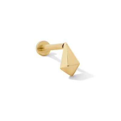 14K Solid Gold Angled Kite-Shaped Stud - 18G 5/16