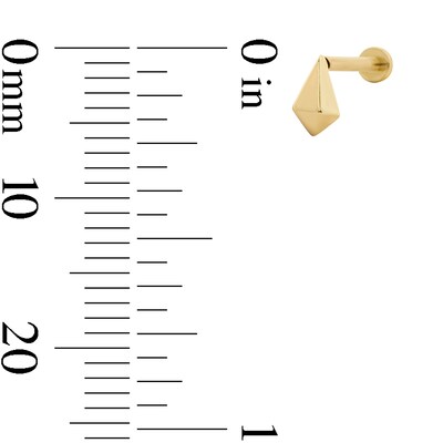 14K Solid Gold Angled Kite-Shaped Stud - 18G 5/16