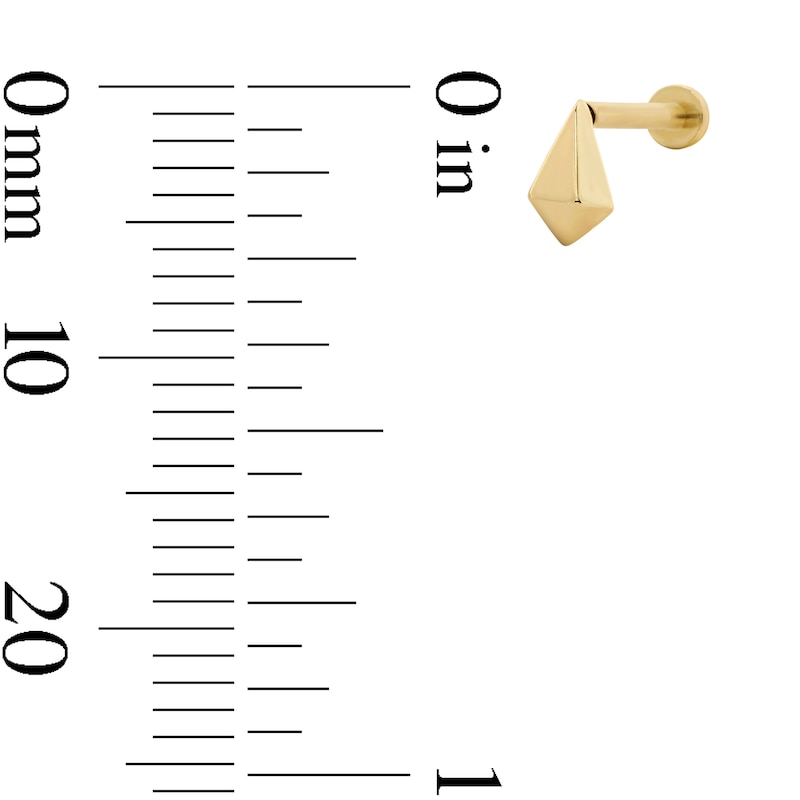 Main Image 2 of 14K Gold Angled Kite-Shaped Flat Back Stud - 18G 5/16