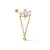 Thumbnail Image 1 of 14K Solid Gold CZ Marquise and Round Chandelier Chain Stud - 18G 5/16"