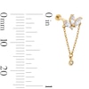 Thumbnail Image 2 of 14K Solid Gold CZ Marquise and Round Chandelier Chain Stud - 18G 5/16"