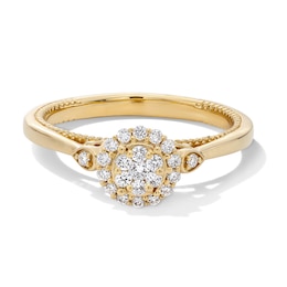 14K Gold Plated 1/4 CT. T.W. Lab-Grown Diamond Round Cluster Ring