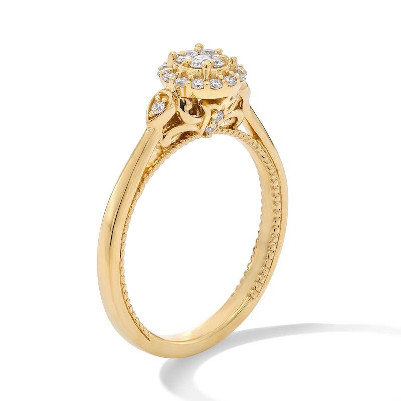 Main Image 3 of 14K Gold Plated 1/4 CT. T.W. Lab-Grown Diamond Round Cluster Ring
