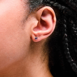 Child’s 10K Semi-Solid Gold Purple CZ Heart Studs