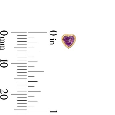 Child’s 10K Semi-Solid Gold Purple CZ Heart Studs