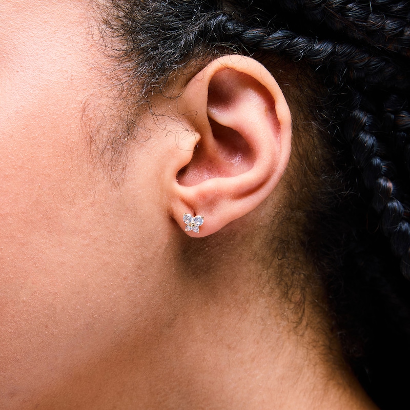 Child’s 14K Solid Gold CZ Butterfly Studs