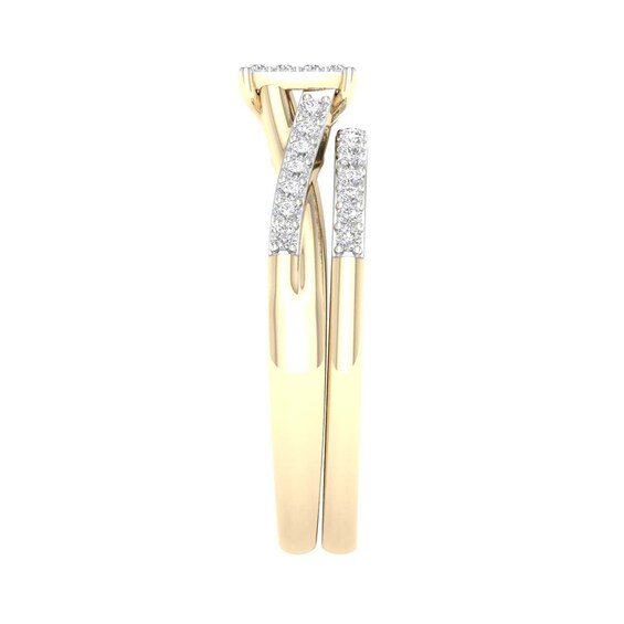 10K Gold 1/4 CT. T.W. Lab-Grown Diamond Square Twist Ring Band Set