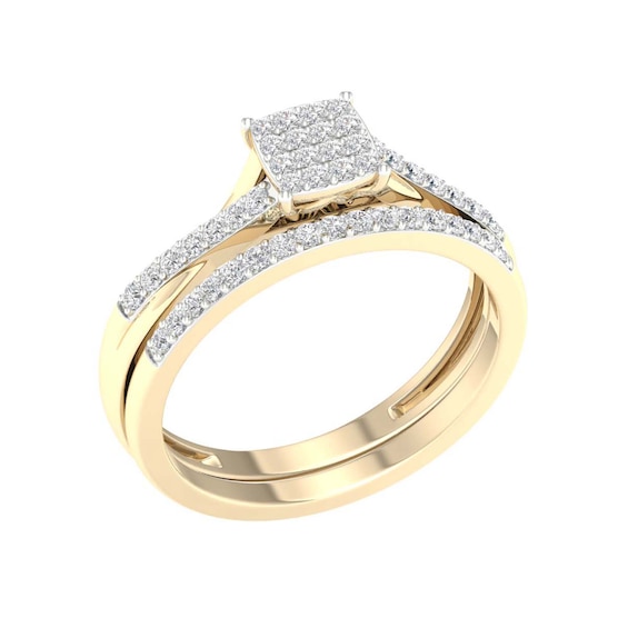 10K Gold 1/4 CT. T.W. Lab-Grown Diamond Square Twist Ring Band Set