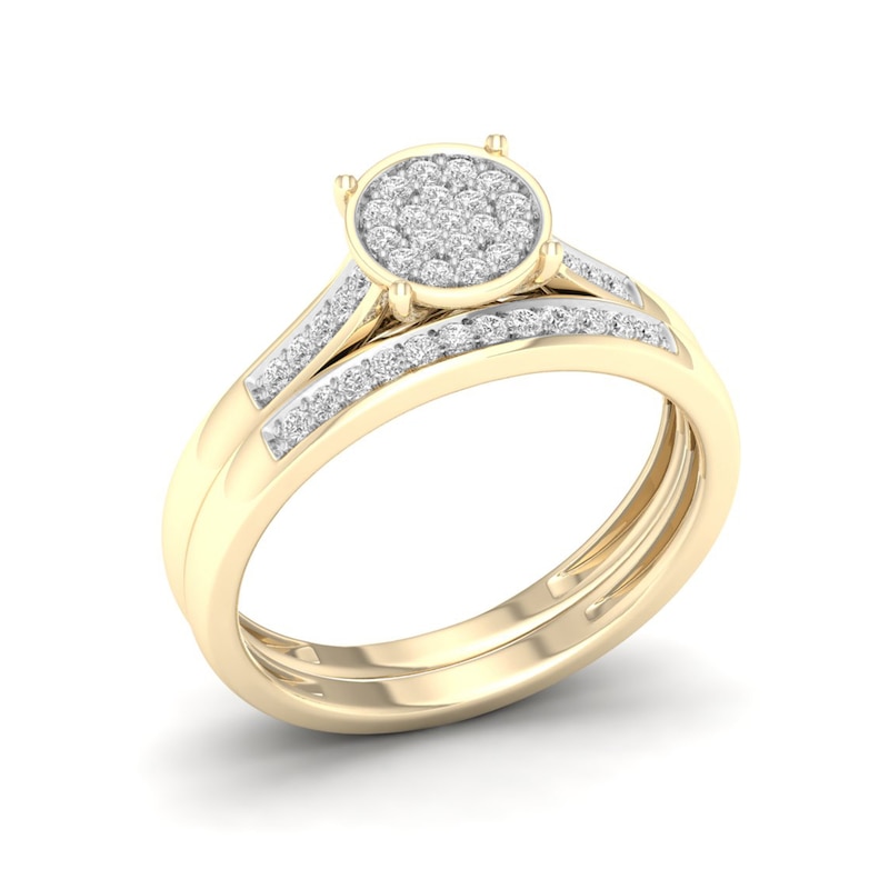 Main Image 3 of 10K Gold 1/5 CT. T.W. Lab-Grown Diamond Round Circle Ring Band Set