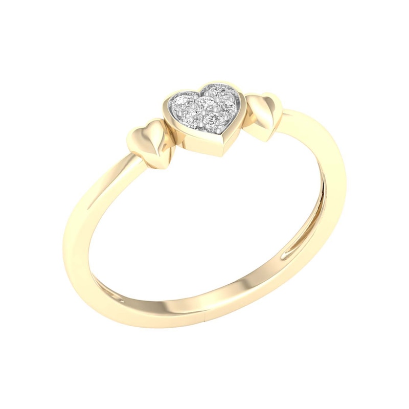Main Image 3 of 10K Gold 1/20 CT. T.W. Lab-Grown Diamond Heart Ring