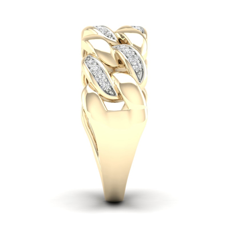Main Image 2 of 14K Gold Plated 1/6 CT.T.W. Lab-Grown Cuban Chain Ring