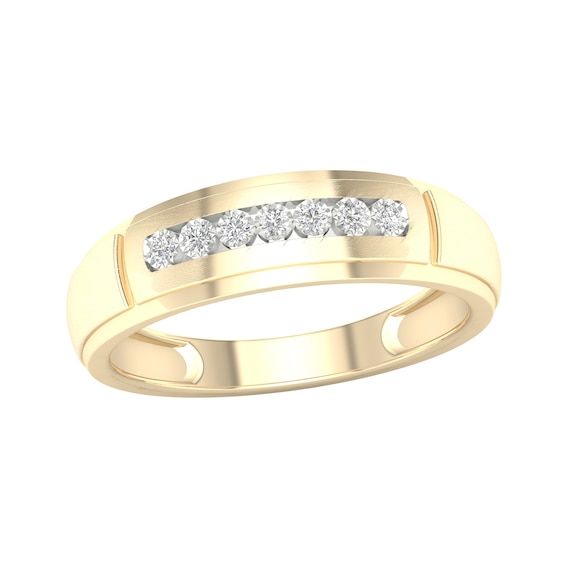 14K Gold Plated 1/10 CT. T.W. Lab-Grown Diamond Single Row Ring