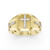 Thumbnail Image 1 of 14K Gold Plated 1/10 CT. T.W. Lab-Grown Diamond Cross Ring