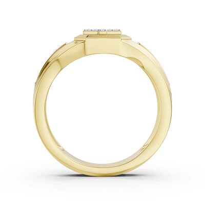 14K Gold Plated 1/10 CT. T.W. Lab-Grown Diamond Cross Ring