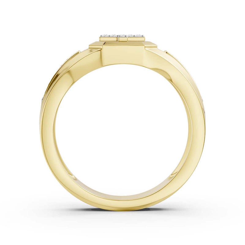 Main Image 3 of 14K Gold Plated 1/10 CT. T.W. Lab-Grown Diamond Cross Ring