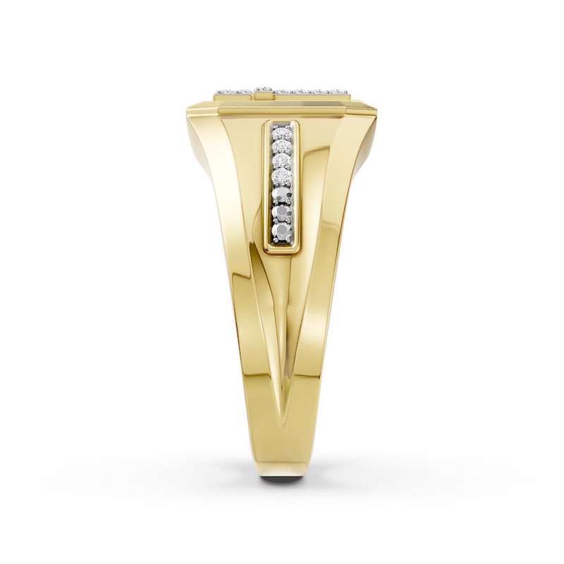 Main Image 4 of 14K Gold Plated 1/10 CT. T.W. Lab-Grown Diamond Cross Ring