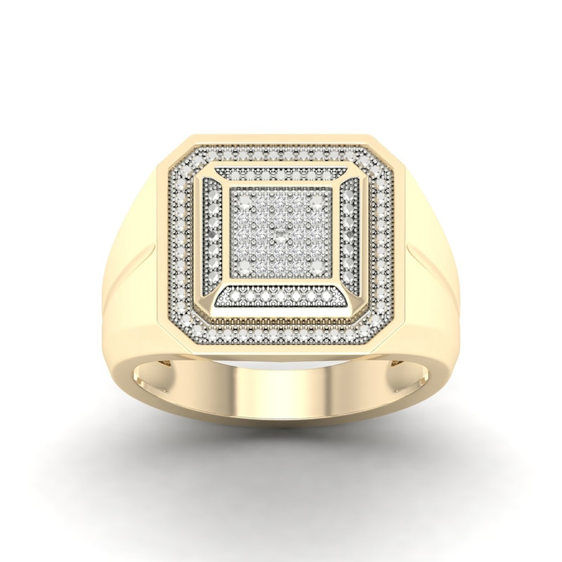 Main Image 1 of 14K Gold Plated 1/10 CT. T.W. Lab-Grown Diamond Square Ring