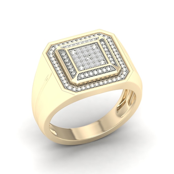 14K Gold Plated 1/10 CT. T.W. Lab-Grown Diamond Square Ring