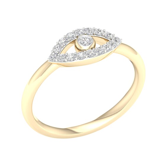 14K Gold Plated 1/6 CT. T.W. Lab-Grown Diamond Eye Ring