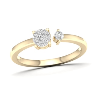 14K Gold Plated 1/6 CT. T.W. Lab-Grown Diamond Round Stone Open Shank Ring