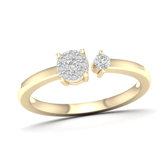 14K Gold Plated 1/6 CT. T.W. Lab-Grown Diamond Round Stone Open Shank Ring