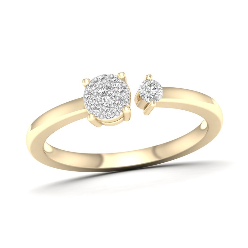 Main Image 1 of 14K Gold Plated 1/6 CT. T.W. Lab-Grown Diamond Round Stone Open Shank Ring