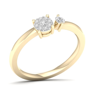 14K Gold Plated 1/6 CT. T.W. Lab-Grown Diamond Round Stone Open Shank Ring