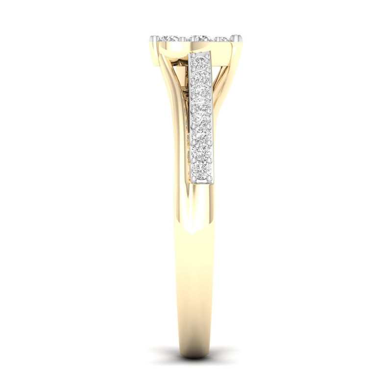 Main Image 2 of 14K Gold Plated 1/4 CT. T.W. Lab-Grown Diamond Cluster Heart Ring