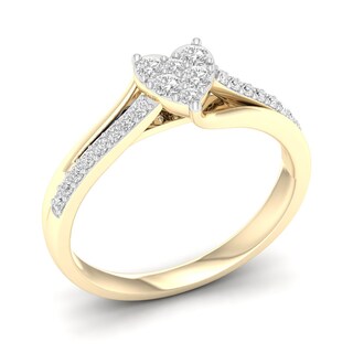 14K Gold Plated 1/4 CT. T.W. Lab-Grown Diamond Cluster Heart Ring