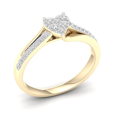 14K Gold Plated 1/4 CT. T.W. Lab-Grown Diamond Cluster Heart Ring